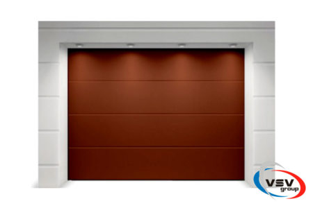 Ворота секционные в гараж 2500х2125 L-гофр коричневый - фото - продукция компании ВСВ-Групп